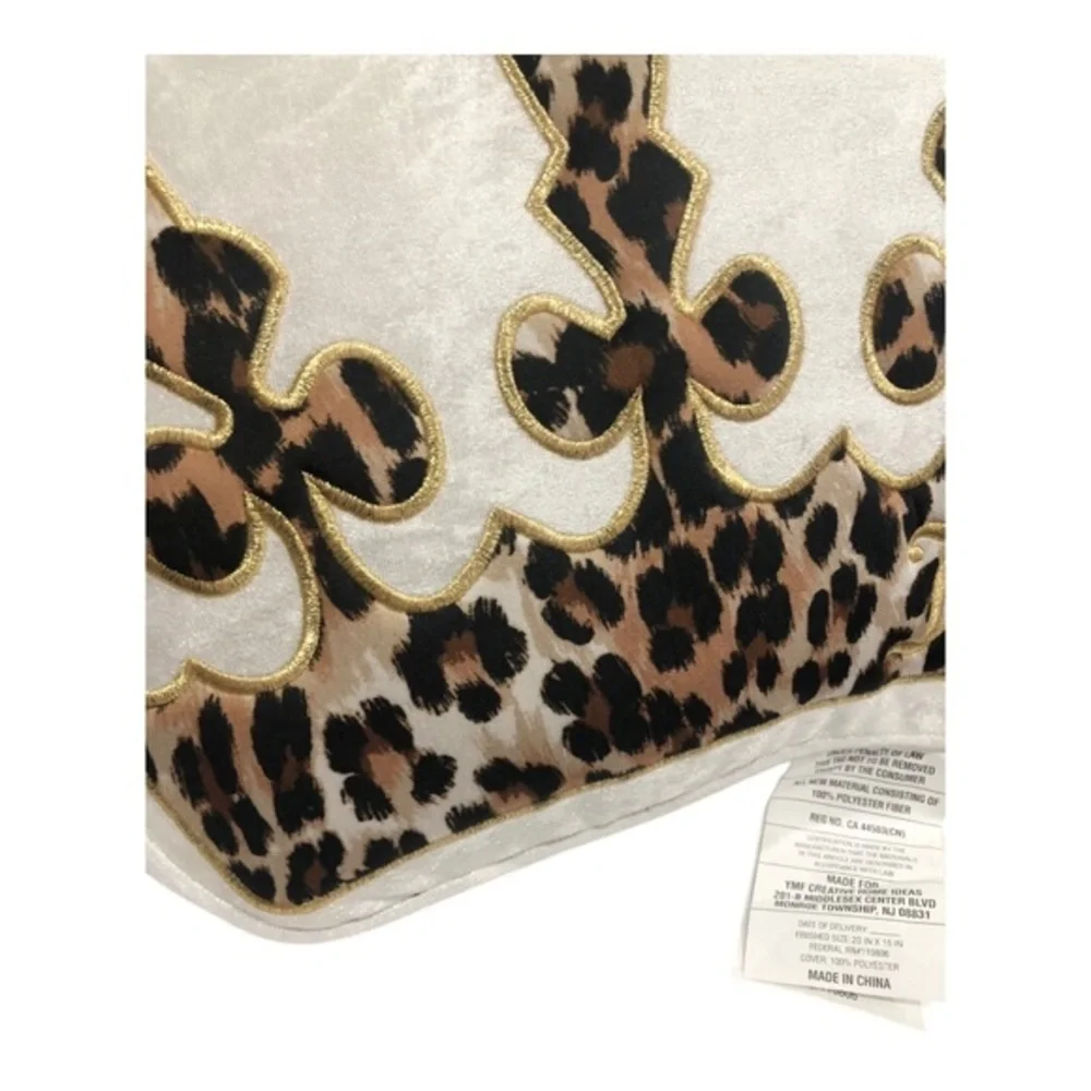juicy couture crown shaped ivory white leopard animal print decor throw pillow‎